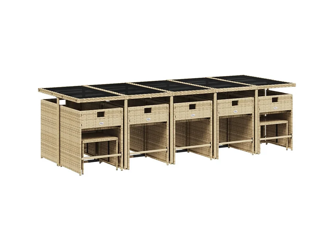 Enfield  Ensemble à manger de jardin et coussins 15 pcs beige