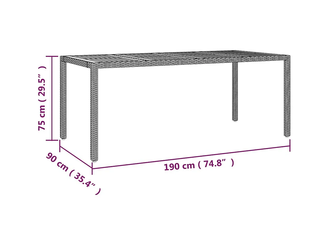 Ziriel  Set de comedor de jardín 9 pzas y cojines ratán sintético negro