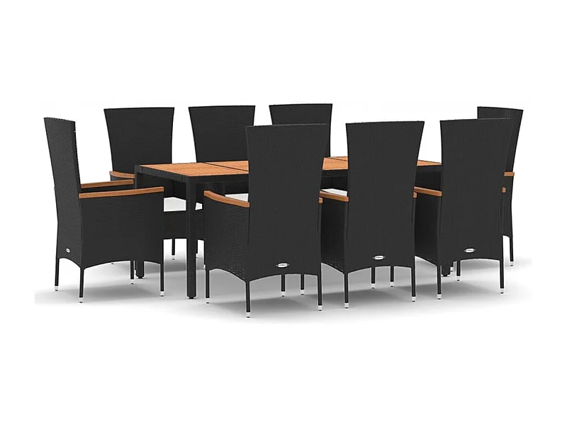 Ziriel  9-delige Tuinset poly rattan zwart