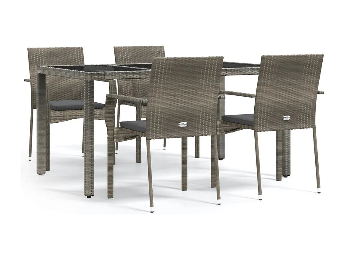 Daniela Patricia  5-delige Tuinset met kussens poly rattan grijs