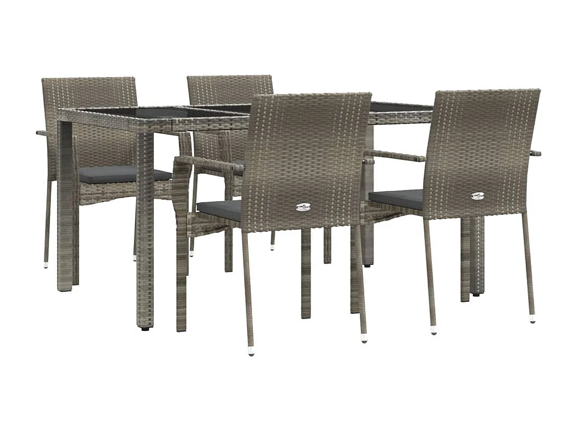 Daniela Patricia  5-delige Tuinset met kussens poly rattan grijs
