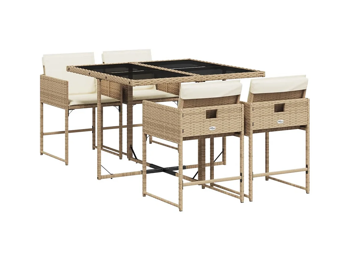 Sener  5-delige Tuinset met kussens poly rattan beige