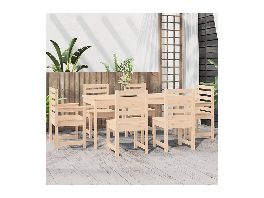 Janne Elise  Ensemble à manger de jardin 7 pcs bois massif de pin