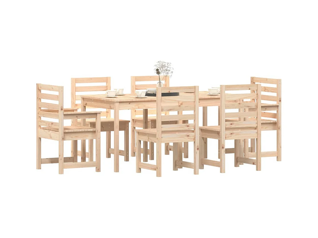 Janne Elise  Ensemble à manger de jardin 7 pcs bois massif de pin