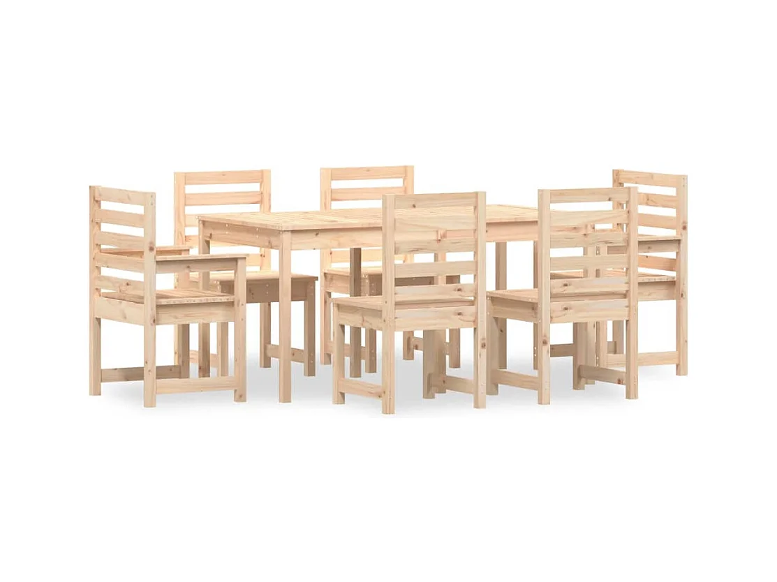 Janne Elise  Juego de comedor de jardín 7 piezas madera maciza de pino