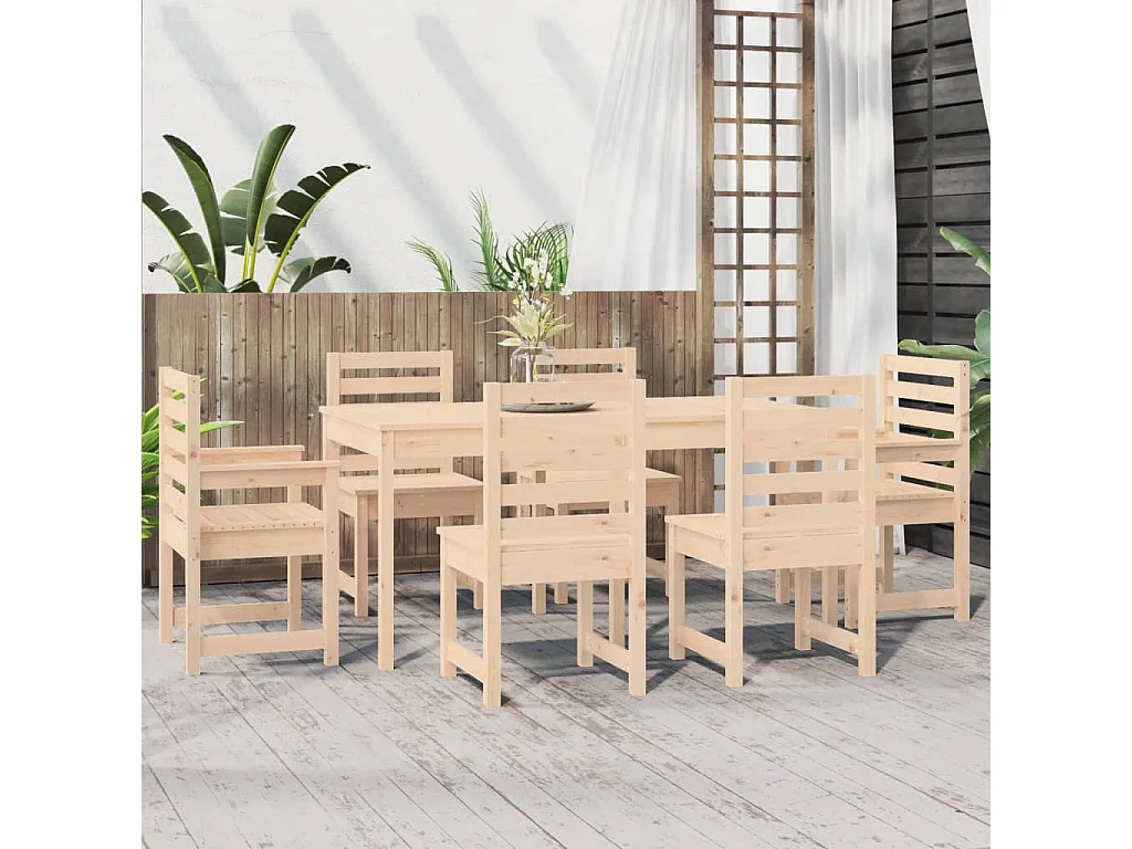 Janne Elise  Ensemble à manger de jardin 7 pcs bois massif de pin
