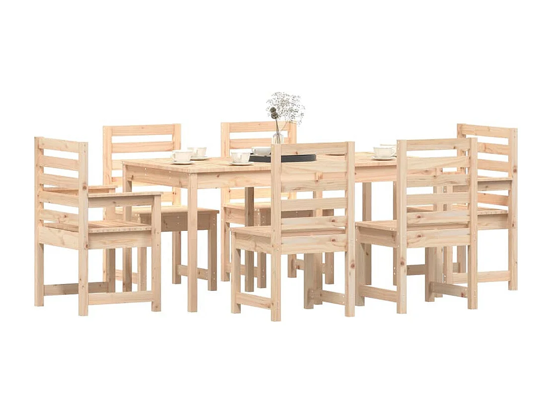 Janne Elise  Ensemble à manger de jardin 7 pcs bois massif de pin