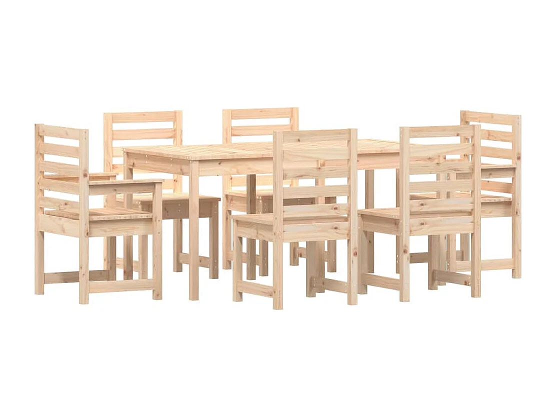 Janne Elise  Ensemble à manger de jardin 7 pcs bois massif de pin