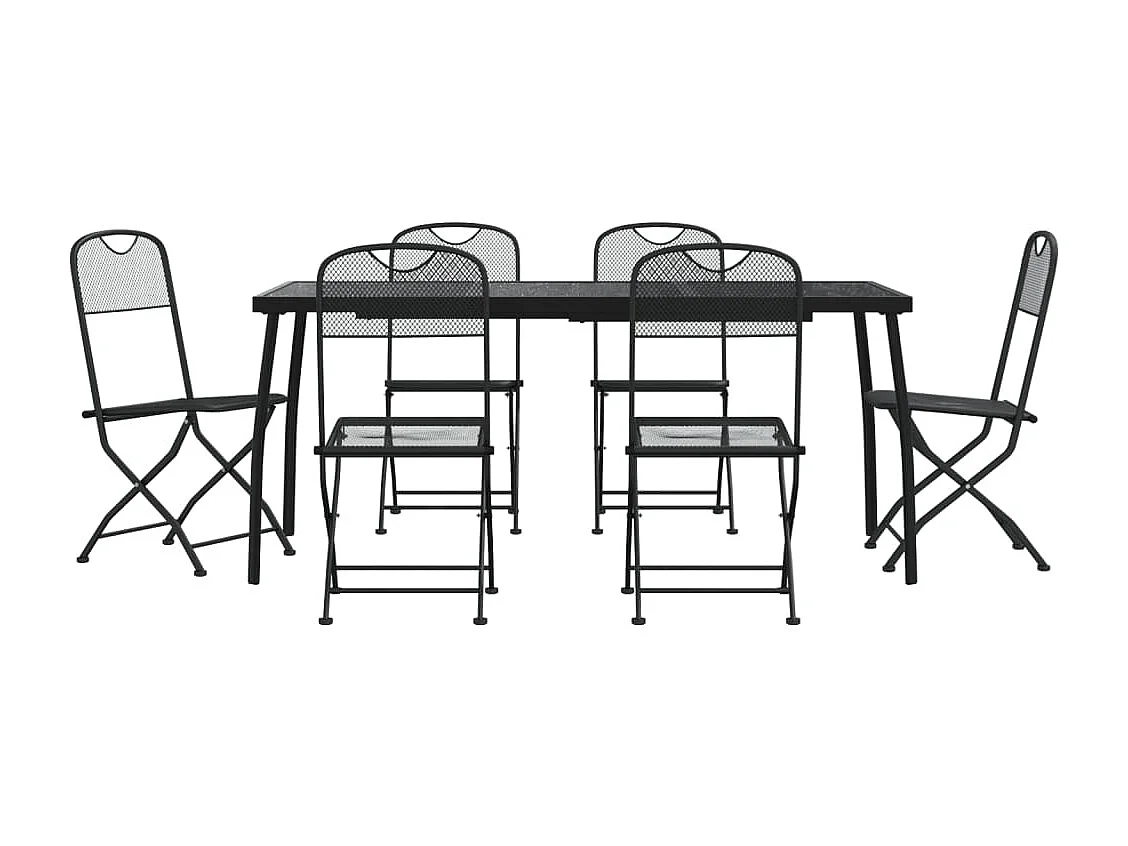 Luan  Ensemble à manger de jardin 7 pcs anthracite métal maille