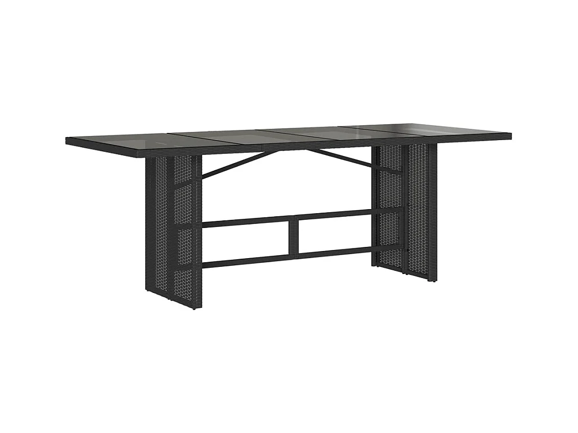 Tijn  Ensemble à manger de jardin coussins 7pcs Noir Résine tressée