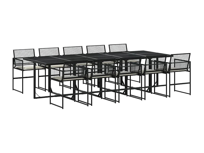 Robert-Luc  Set de comedor jardín 11 pzas con cojines ratán sintético negro