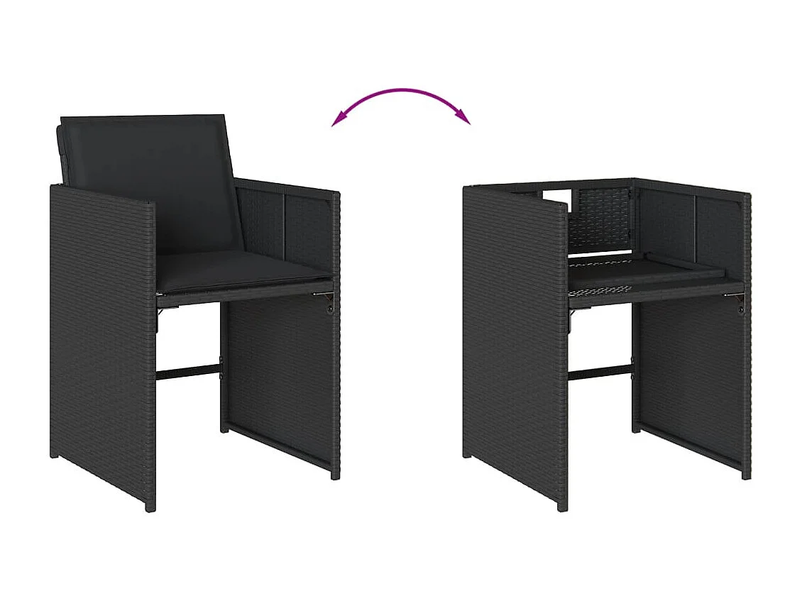 Zele  Set de muebles jardín 5 pzas con cojines ratán sintético negro