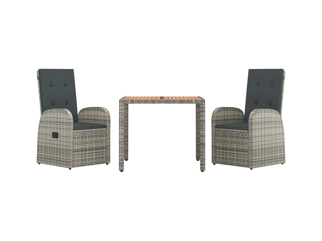 Ringsted  Ensemble à manger de jardin 3 pcs coussins gris résine tressée