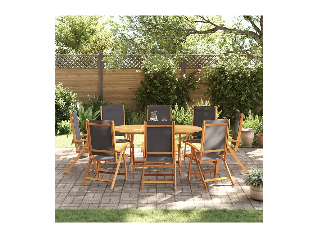 Fjorda  Ensemble à manger de jardin 9pcs bois d'acacia solide textilène