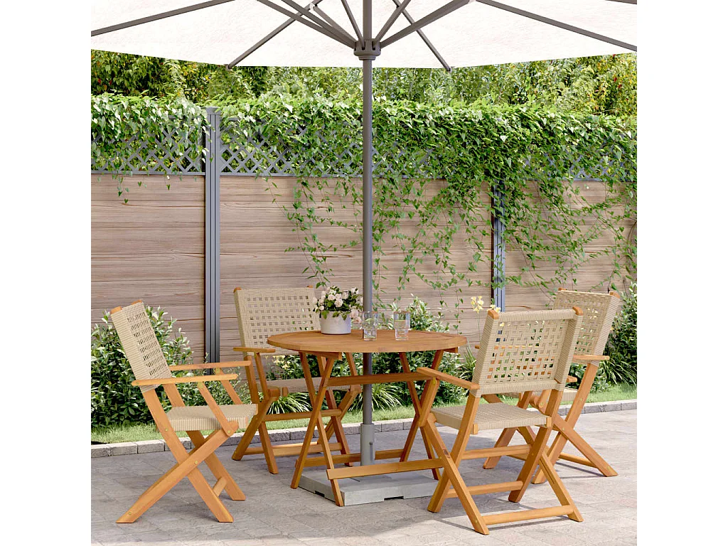 Holmsjö  5-delige Tuinset poly rattan en massief hout beige