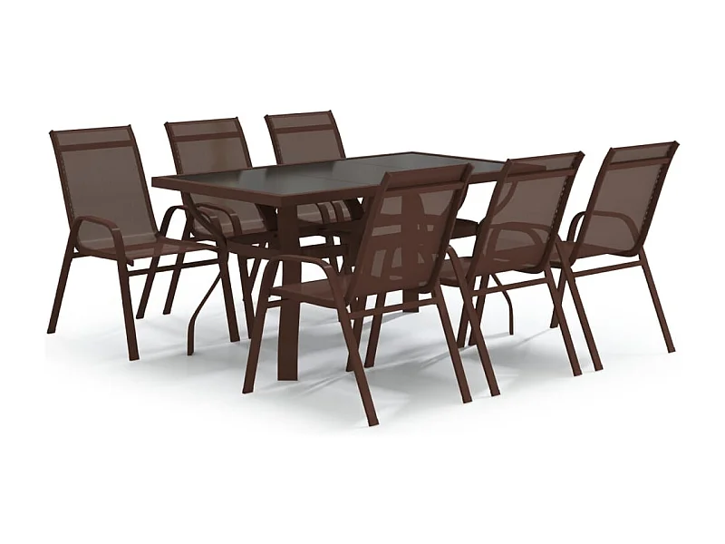 Katie Belle  Ensemble à manger de jardin 7 pcs Marron et noir