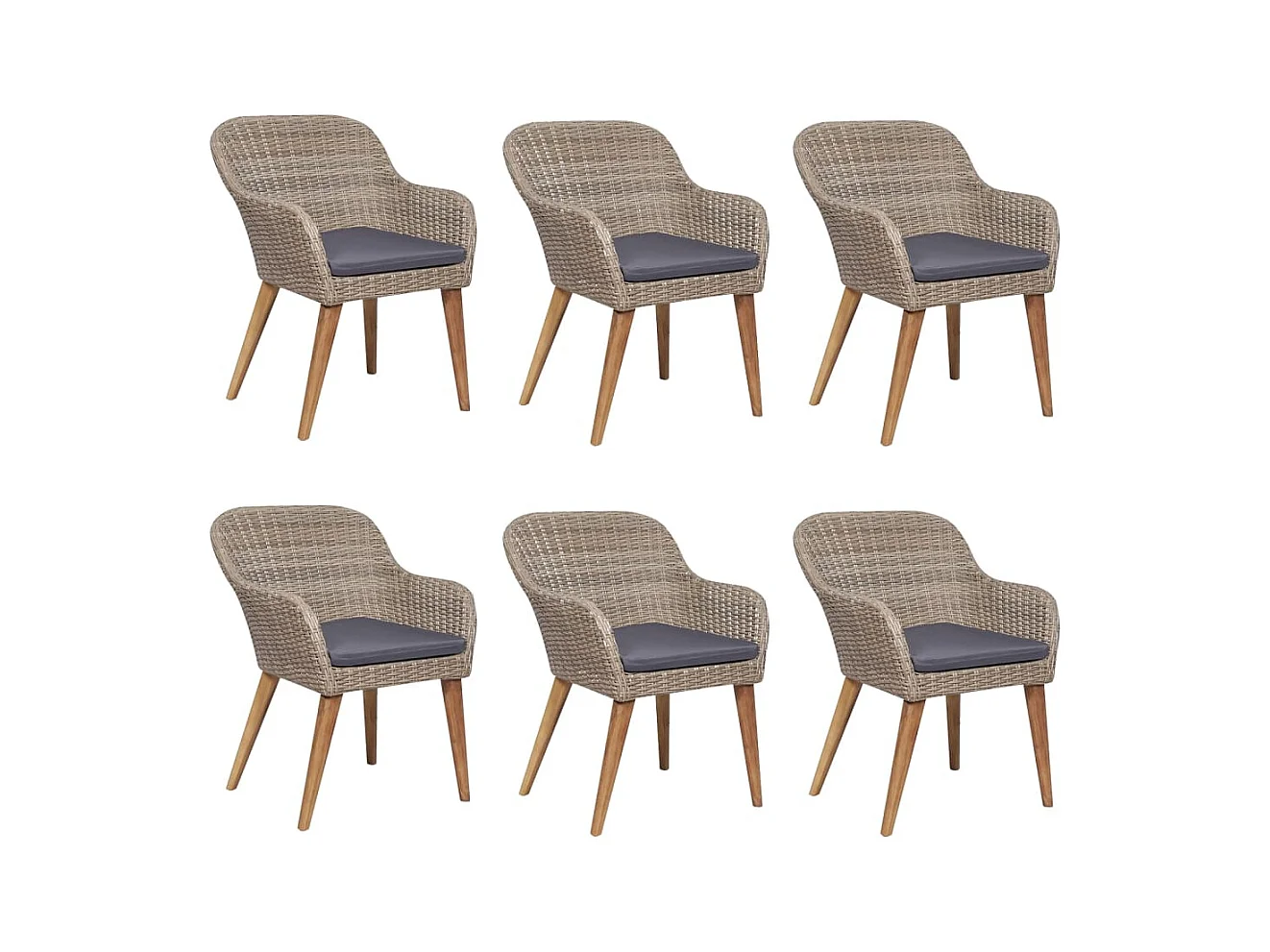 Coole  Ensemble à manger de jardin et coussins 7 pcs Marron