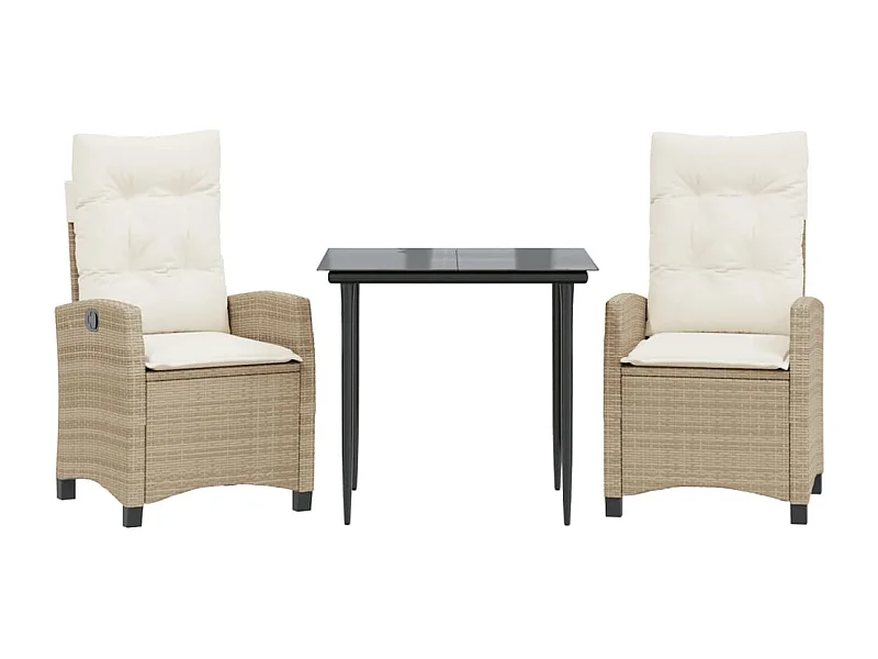 Agerskov  3-delige Tuinset met kussens poly rattan beige