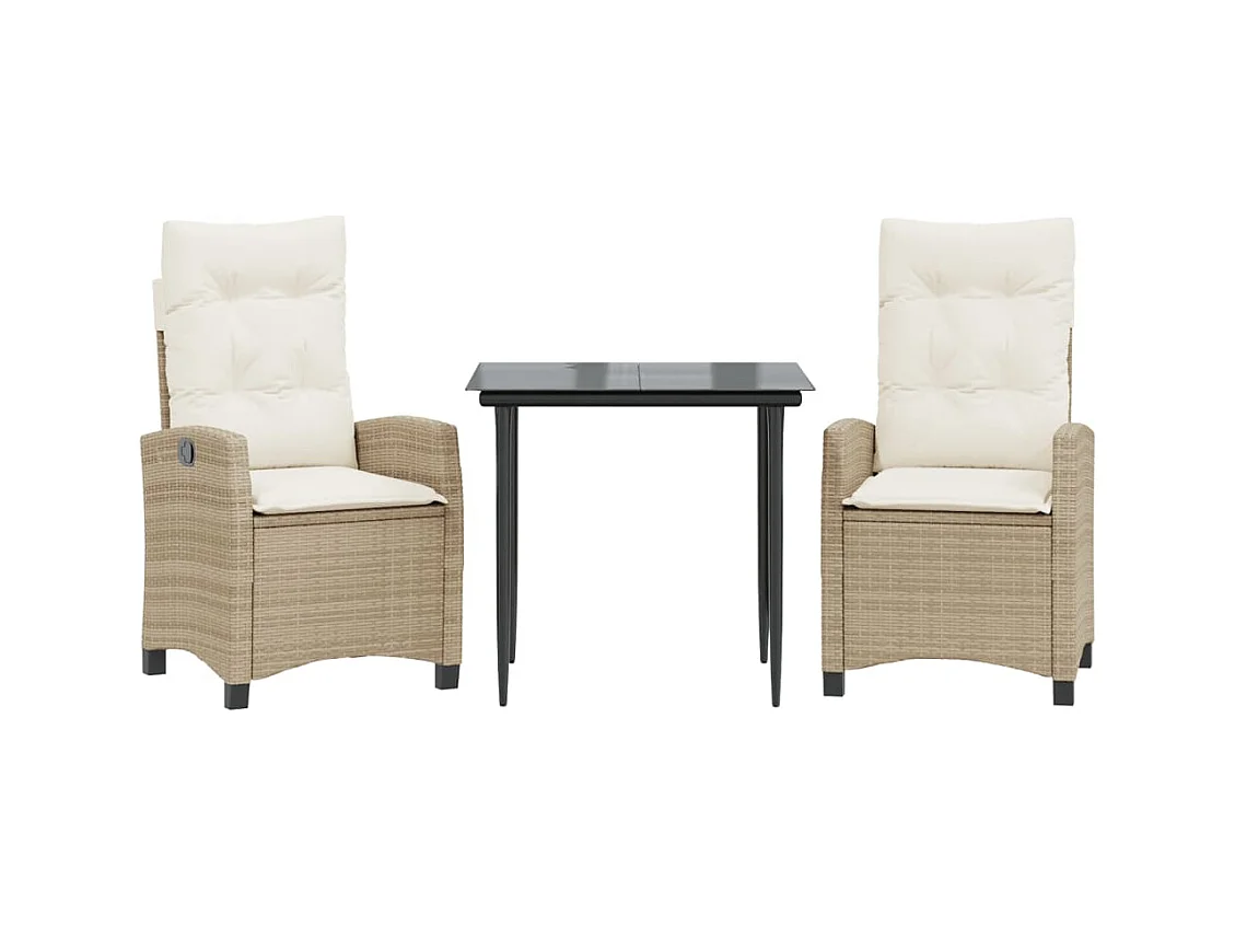 Agerskov  3-delige Tuinset met kussens poly rattan beige