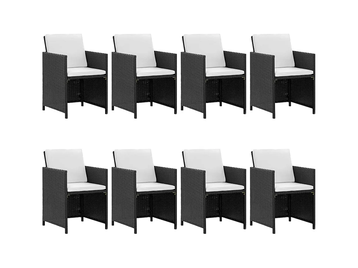 Najwa  Ensemble à manger d'extérieur 9pcs coussins Résine tressée Noir