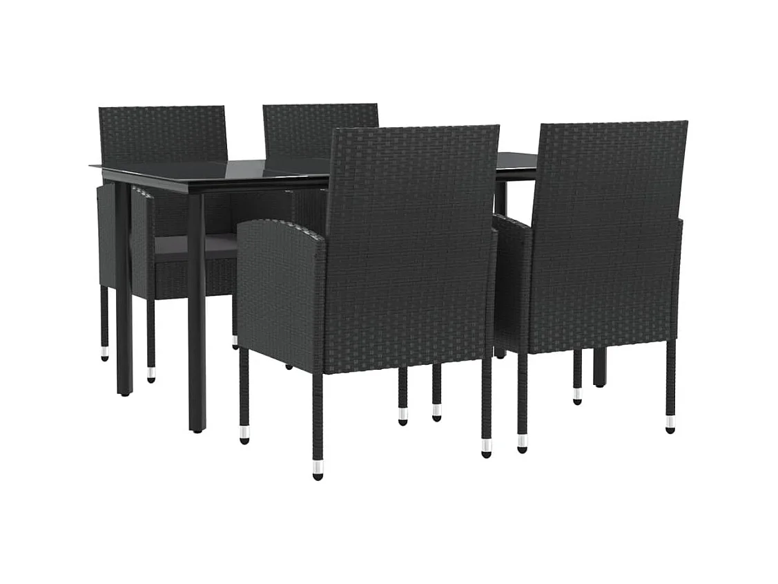 Siv  Ensemble à manger de jardin 5 pcs noir résine tressée et acier