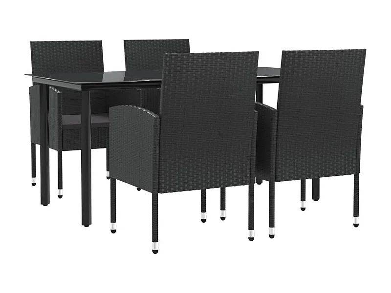Siv  5-delige Tuinset poly rattan en staal zwart