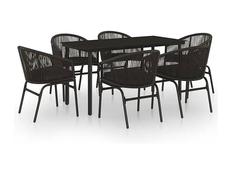 Florentin  Ensemble à manger de jardin 7 pcs Noir
