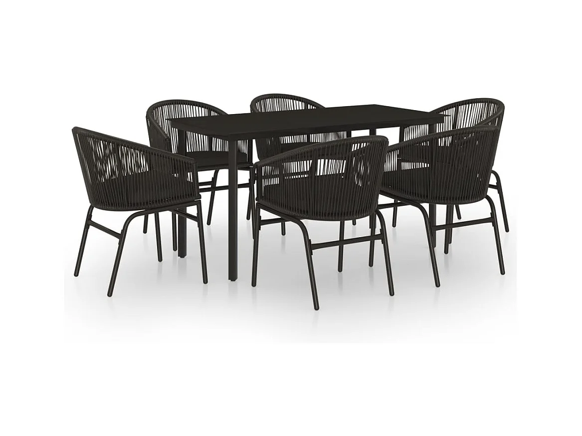 Florentin  Ensemble à manger de jardin 7 pcs Noir