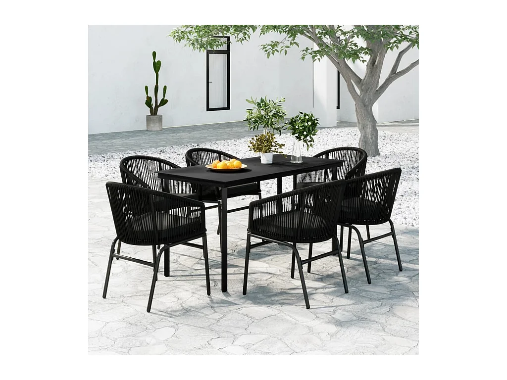 Florentin  Ensemble à manger de jardin 7 pcs Noir