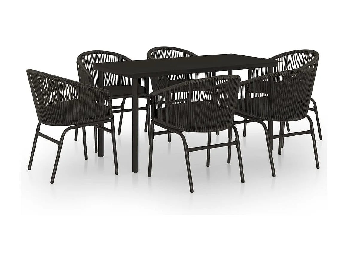 Florentin  Ensemble à manger de jardin 7 pcs Noir