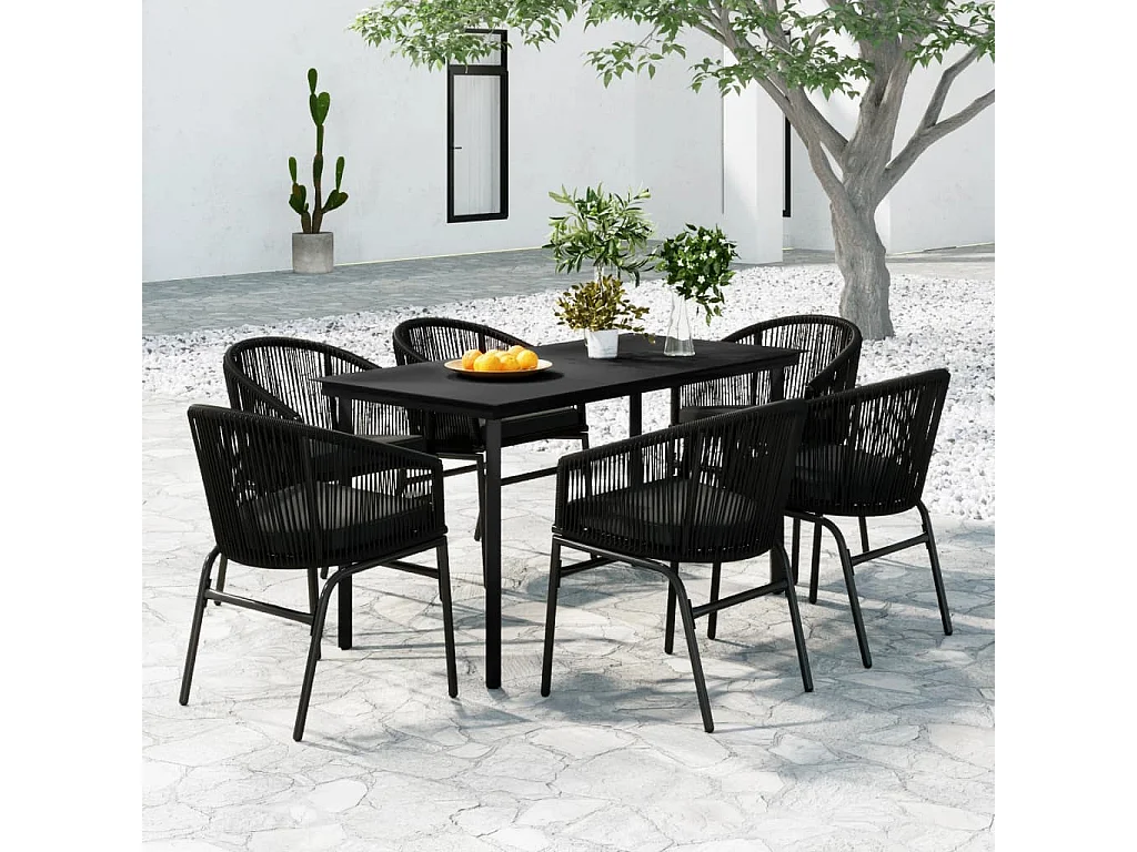 Florentin  Ensemble à manger de jardin 7 pcs Noir