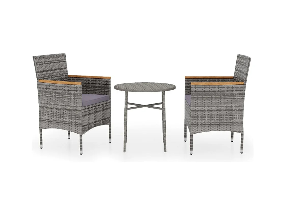 Germain  3-delige Tuinset poly rattan grijs