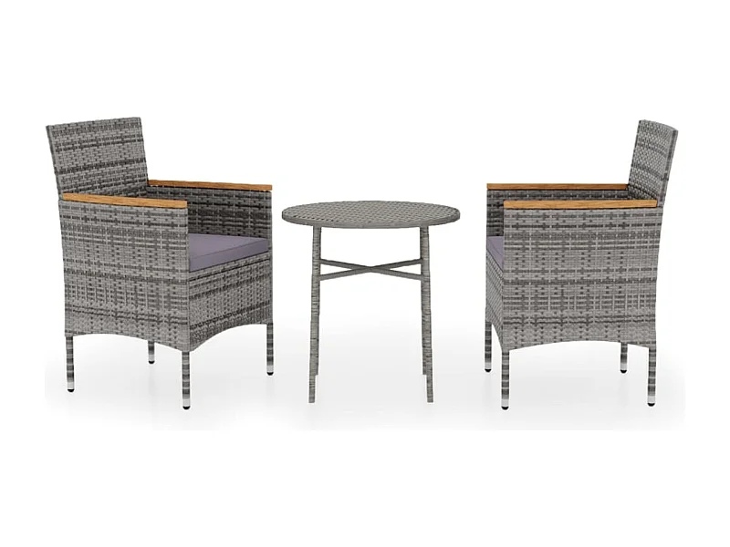 Germain  3-delige Tuinset poly rattan grijs