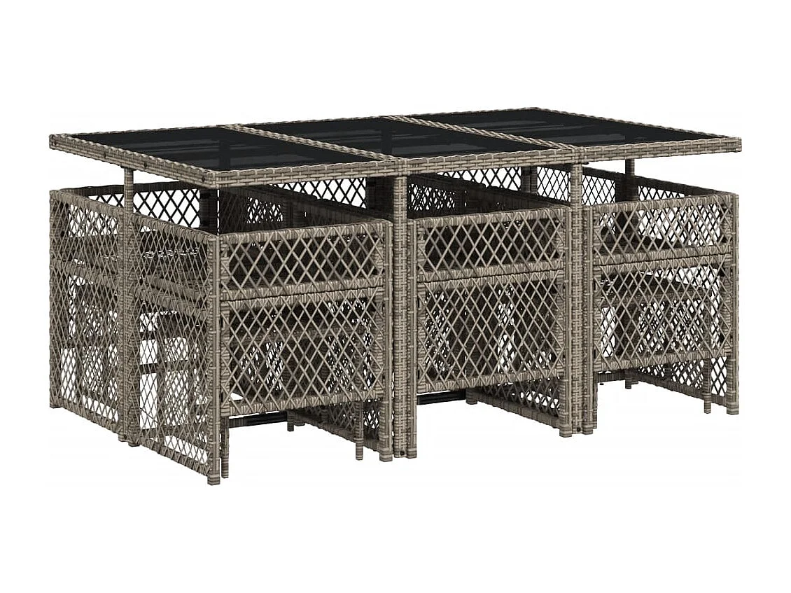 Lubbeek  11-delige Tuinset met kussens poly rattan grijs