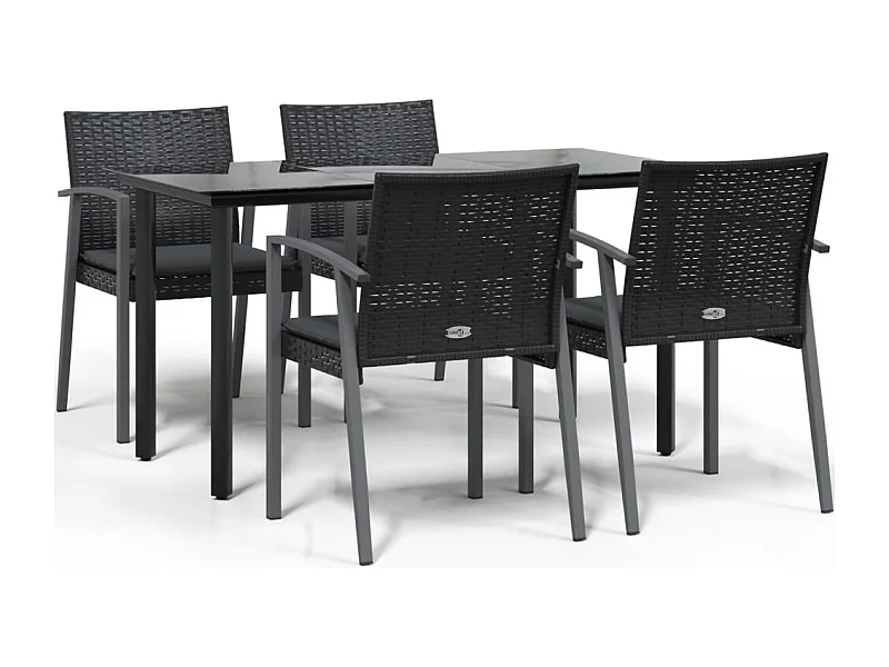 Ephrata  Ensemble à manger de jardin 5 pcs coussins résine tressée acier