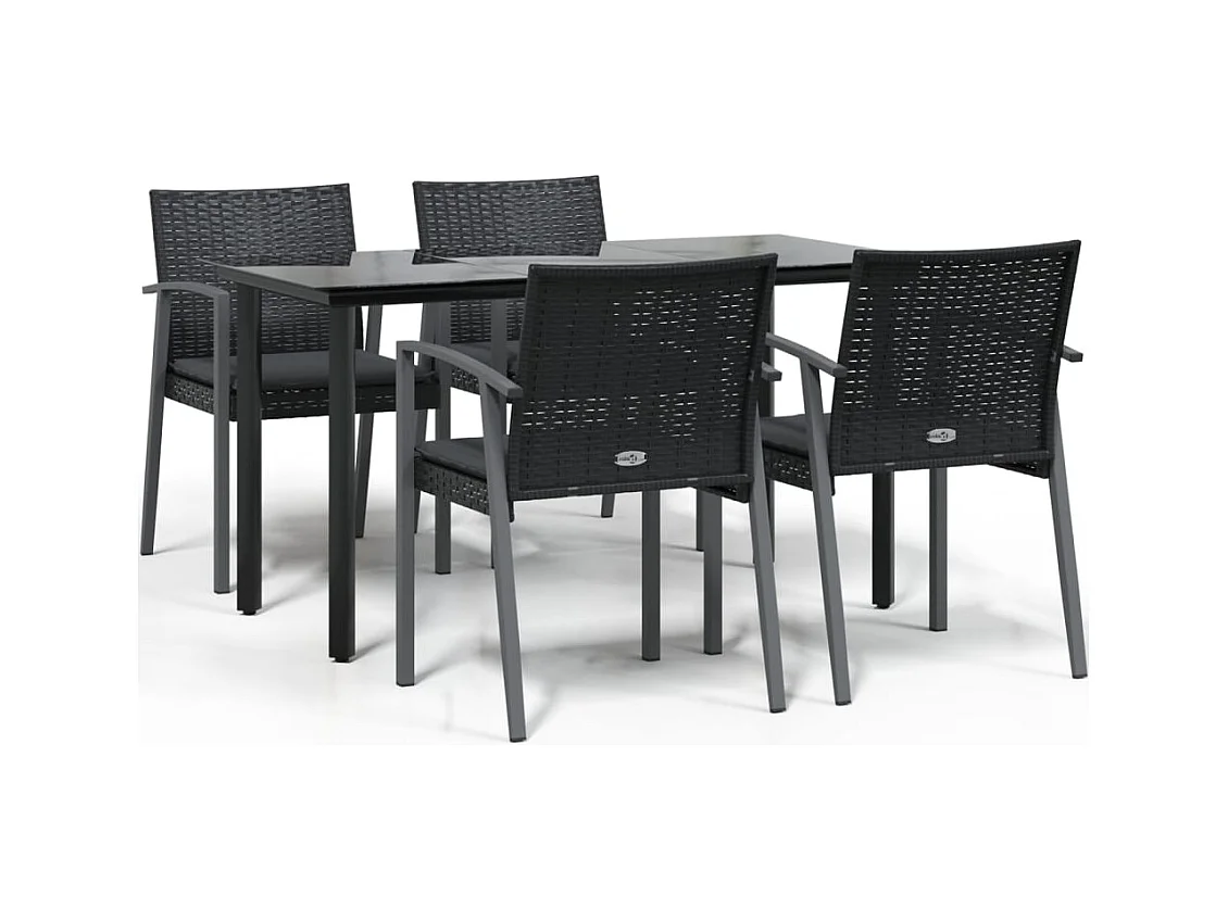 Ephrata  Ensemble à manger de jardin 5 pcs coussins résine tressée acier