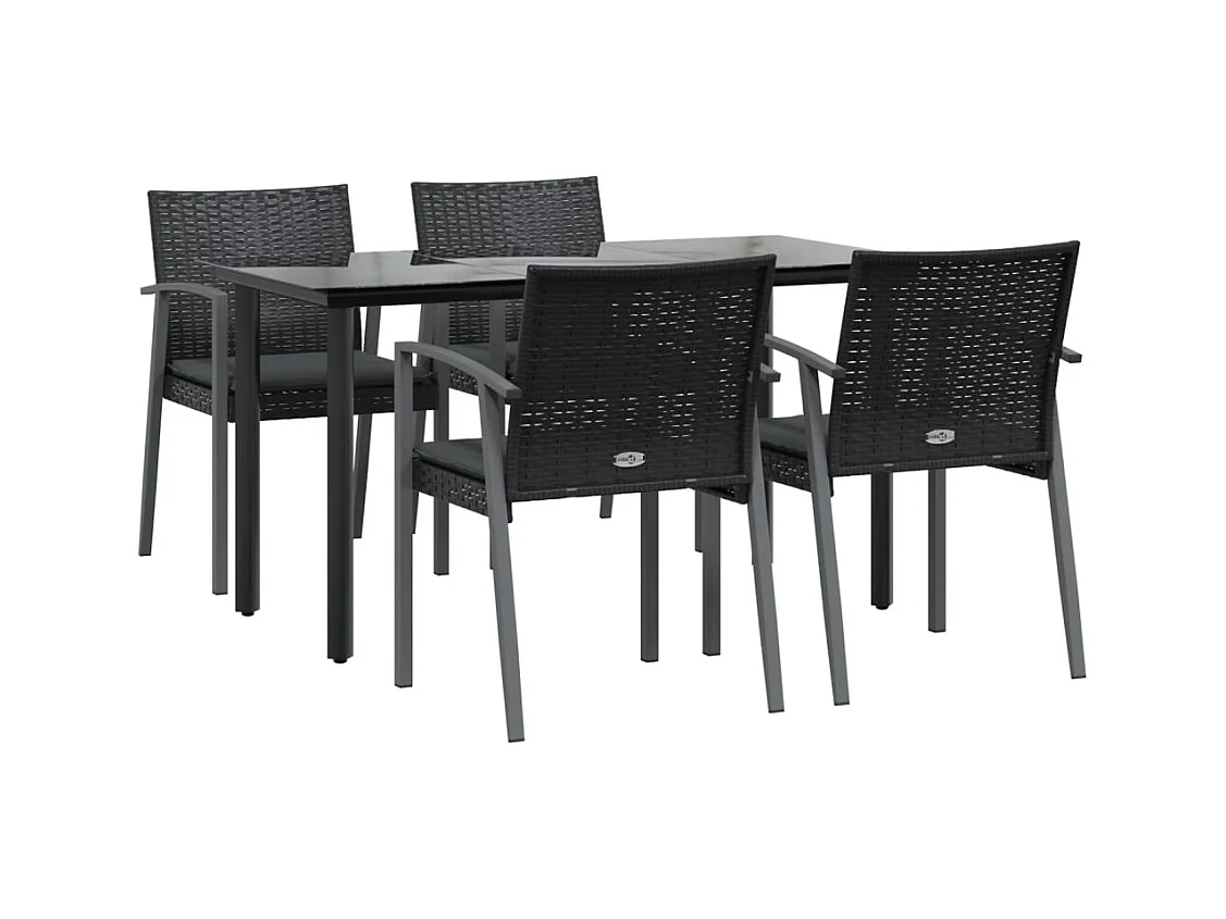 Ephrata  Ensemble à manger de jardin 5 pcs coussins résine tressée acier