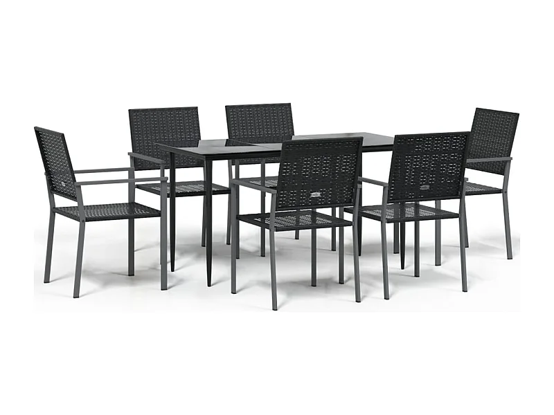 Croughevoe  Ensemble à manger de jardin 7 pcs résine tressée acier