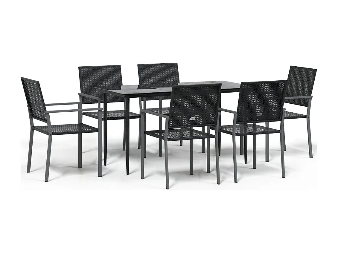 Croughevoe  Ensemble à manger de jardin 7 pcs résine tressée acier