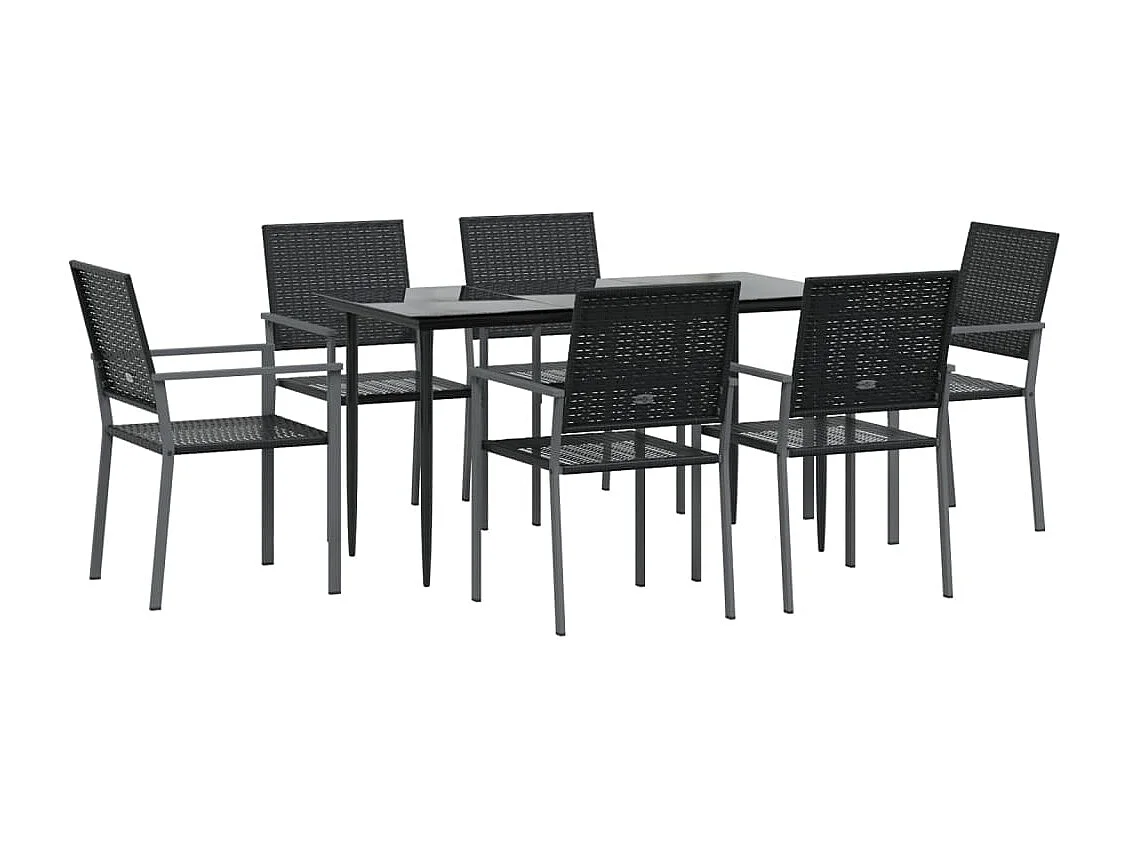 Croughevoe  Ensemble à manger de jardin 7 pcs résine tressée acier