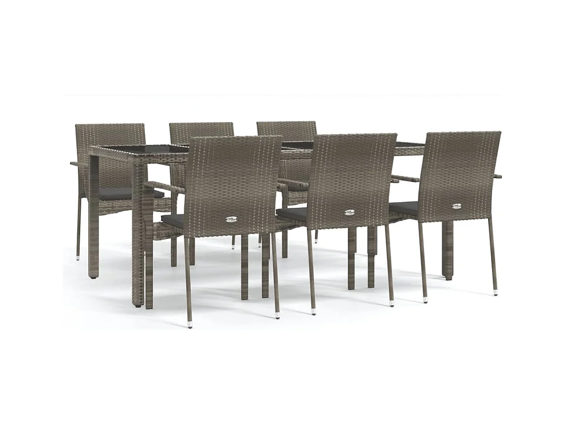 Daniela Patricia  7-delige Tuinset met kussens poly rattan grijs