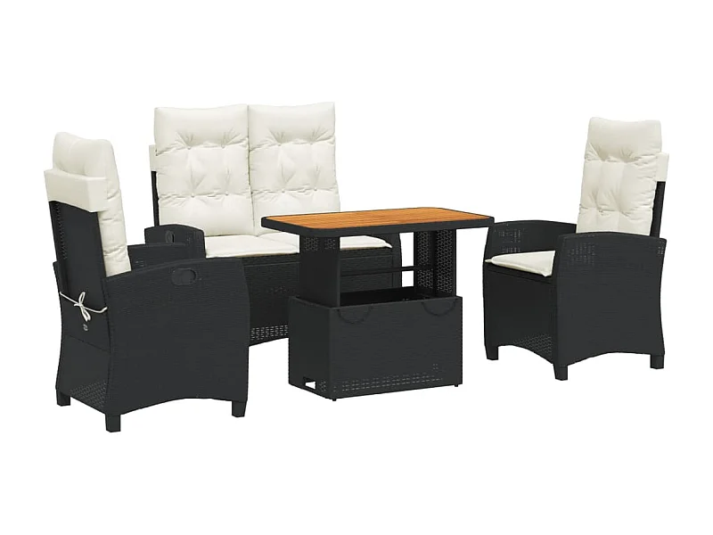 Toby Dean  Ensemble à manger de jardin 4 pcs avec coussins noir