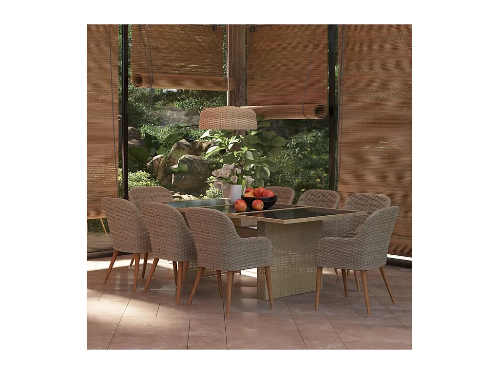 Garden Furniture -  9-delige Tuinset poly rattan bruin