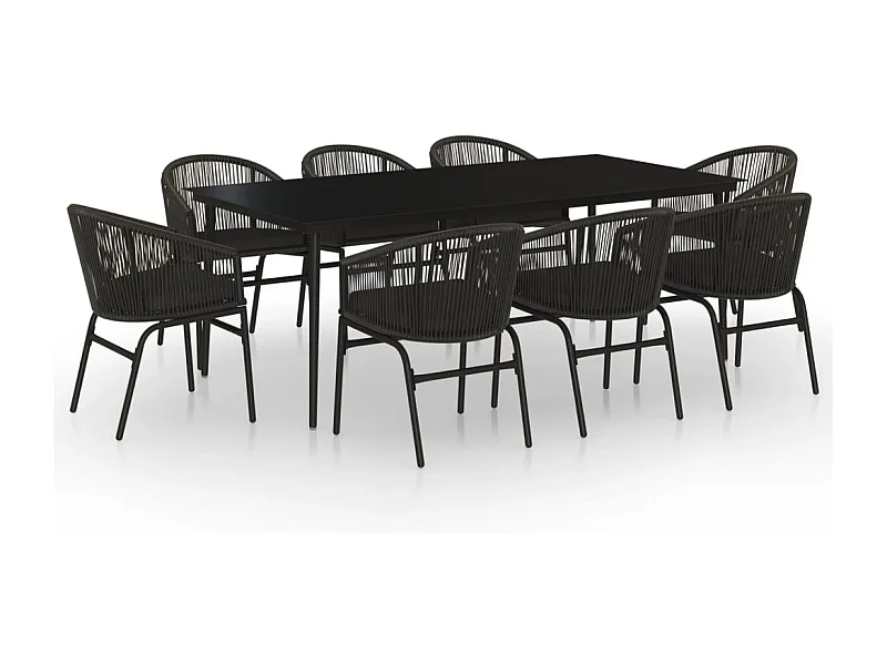 Belric  Juego de comedor de jardín 9 piezas negro