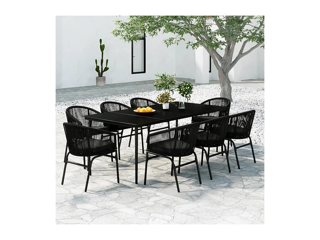 Belric  Ensemble à manger de jardin 9 pcs Noir