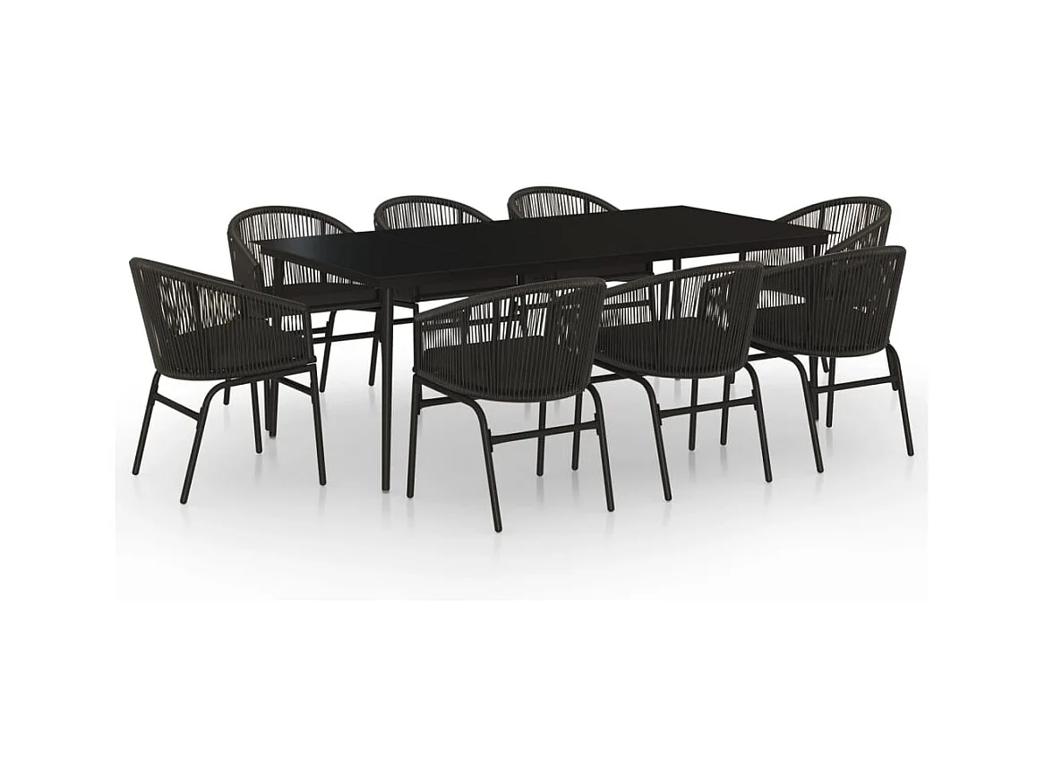 Belric  Juego de comedor de jardín 9 piezas negro