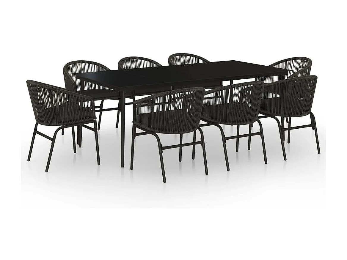 Belric  Ensemble à manger de jardin 9 pcs Noir