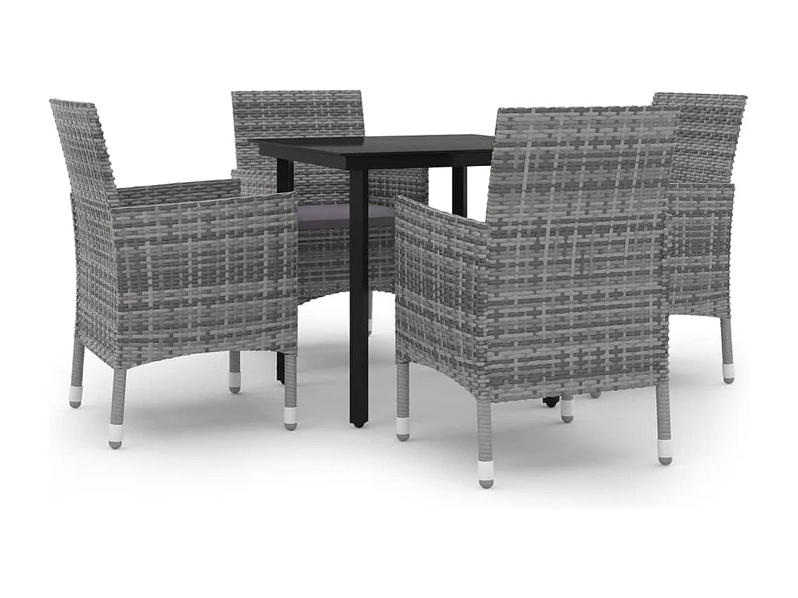 Prolenta Premium -  Ensemble à manger de jardin coussins 5 pcs Résine tressée Verre