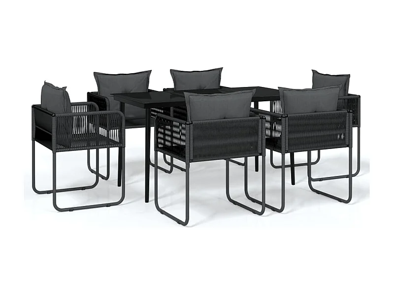 Azzedine  Juego de comedor de jardín 7 piezas negro