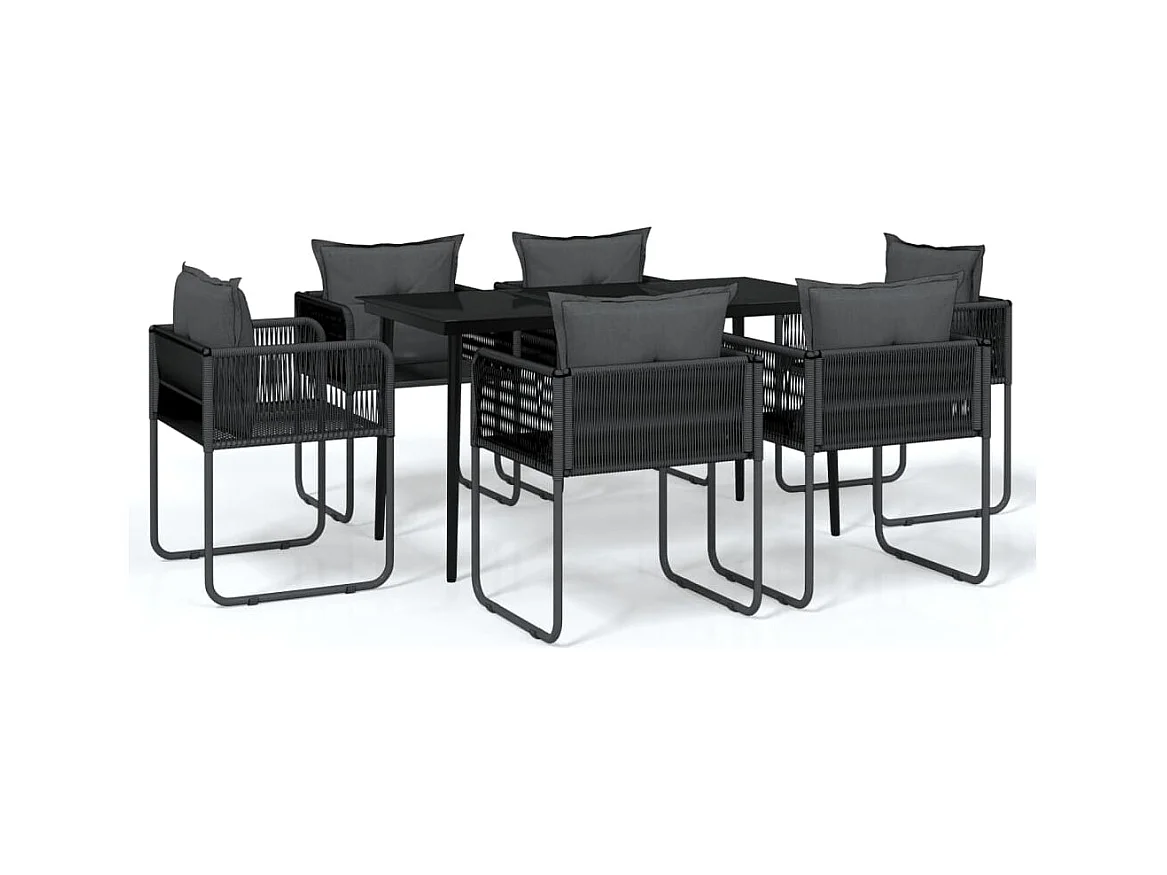 Azzedine  Juego de comedor de jardín 7 piezas negro